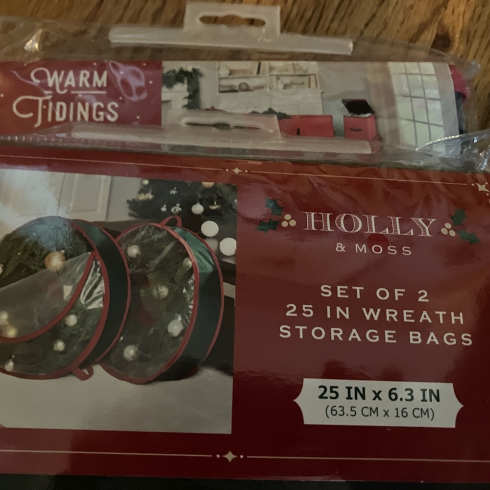Festive Red and Green Wreath Storage Bags